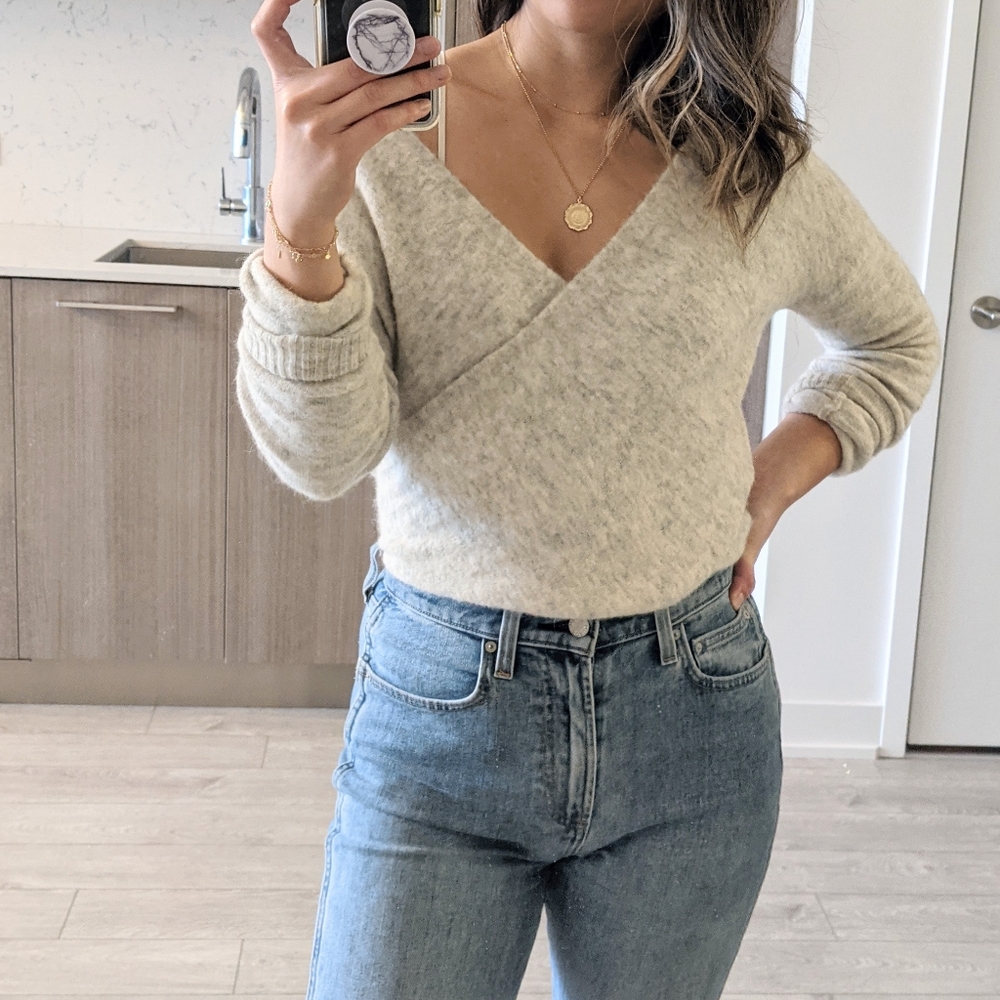 Babaton Wool Blend Wrap Sweater